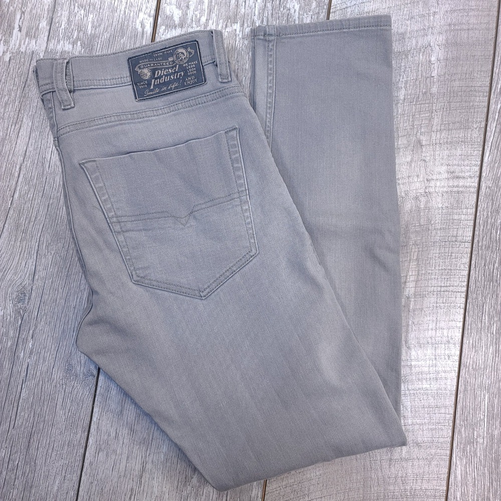 Diesel Tepphar Jeans Men 31x30 Grey Slim Carrot Distressed Denim Stretch
